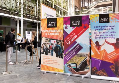 Employability and Careers banners at employer event