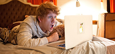 Shocked look at computer